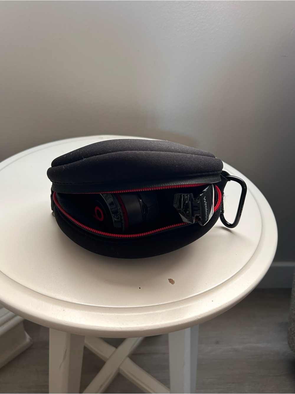 Beats Black and Red Protective Headphone Case with Carabiner